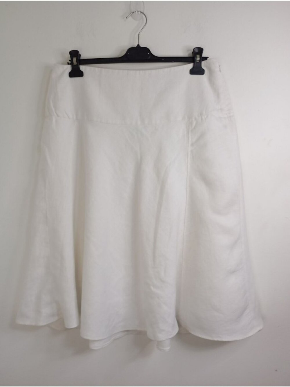 White 100% Linen Flared Midi Skirt By Gap Size 10 With Side Zipper Closure